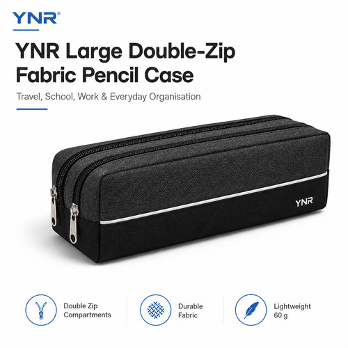 Large double zip fabric pencil - double,