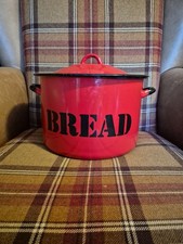 Large Vintage Red Enamel Bread
