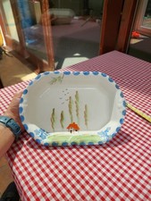 Pie Dish Food Hand Painted  Casserole Pottery