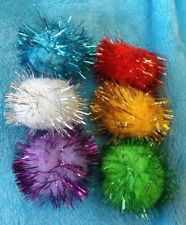 6 TINSEL GLITTER POMPOM CAT OR
