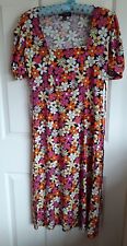 Ladies QED London Black, Pink and Orange Floral Dress Size 8