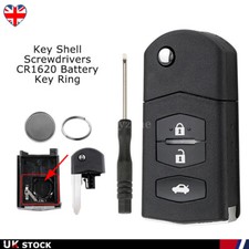 Replace 3 Button Key Case Shell For Mazda 2 3 5 6 RX8 MX5 + Battery Remote Fob