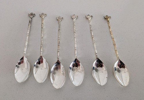 Tiny teapot spoons silver - 6x,