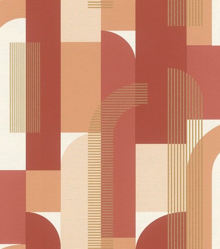 Rasch paprika orange geometric - paprika,