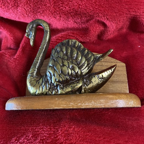 Vintage brass swan napkin - brass,