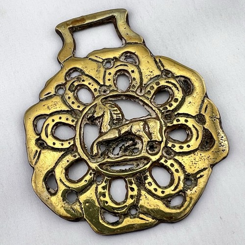 Brass horse medallion - medallion, antique