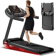 Folding Treadmill 2.5HP Incline Running Machine with LCD Display for Home Use