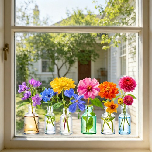 Colorful wildflower window - colorful,