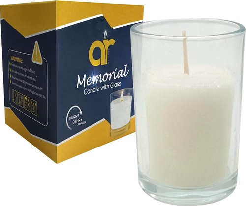 Memorial candle white glass - ar,