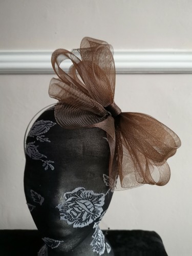 Dark brown fascinator - dark,