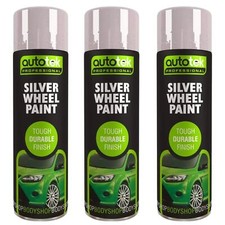 Autotek Silver Wheel Aerosol Spray Paint Durable Finish 500ml x3