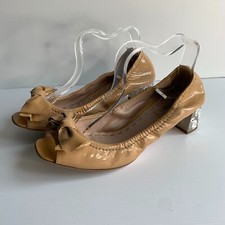 Miu Miu patent leather Crystal Heel shoes 40.5 7.5 *flaws peep toe bow diamante
