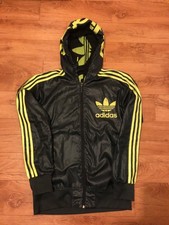 adidas originals reversible windbreaker jacket small black yellow 2012