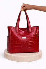 Luxury Red Croc Embossed Tote