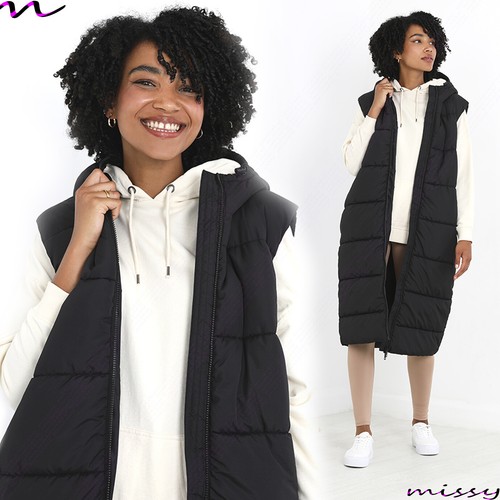 Long hooded gilet - long, bodywarmer