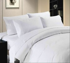 600TC 100%EGYPTIAN COTTON WHITE SOLID UK BEDDING ITEMS Free P&P CHOOSE SIZE&SET