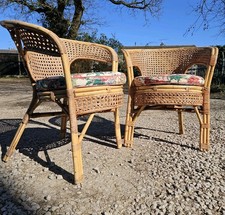 Pair Vintage Bamboo Rattan