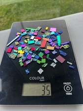 Dichroic On Black  COE 90 Scrap Glass Fragments 35 Grams For Fusing - Bag B