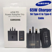 65W Super Fast USB C Charger Adapter Trio Plug & Cable For Samsung Galaxy Phones