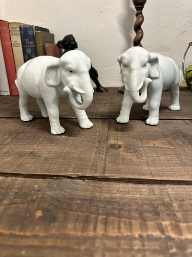 Pair vintage glazed white - pair,