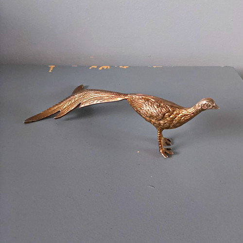 Brass pheasant bird figurine - pheasant,