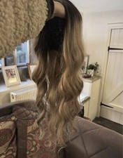Quality Natural Medium Blonde brown Ombré Very Long Wavy Wig Very Realistic 