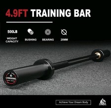 LIONSCOOL Premium 4-6ft Barbell, EZ Curl Bar for Strength Training and...