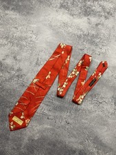 Leonard Paris 100% Silk Tie Luxury Made in Italy Navy Red Floral Design 71351