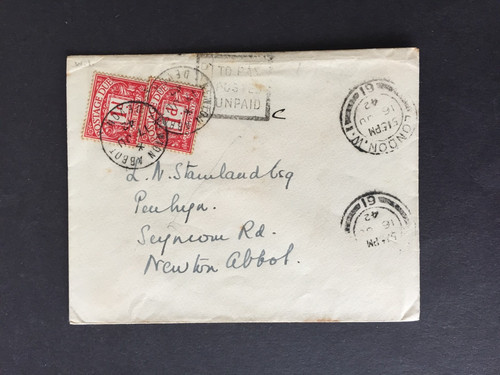 1942 postage dues on - 1d, x2