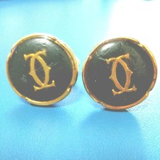 Cartier Cufflinks Cuffs Logo Gold Black Men Formal Vintage Used from Japan FS