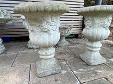 WEATHERED VINTAGE URNS & TEARED  STONE/CONCRETE PLANTERS, CHEAP!!