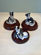 Border Fine Arts Collie Dog & Puppy Collection 3 Ornaments On Plinths Scottish