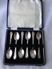 6 Vintage Art Deco Style Silver Plated EPNS Tea/Coffee Spoons in Original Box.