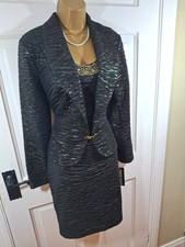Frank Lyman Black & Gold Jewelled Dress & Jacket / Outfit, UK 14, New With Tags