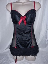 BNWOT Gorgeous Black Red LA SENZA Underwired babydoll chemise dress Size 8 D/DD