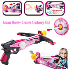 Pink Laser Bow+ Arrow Archery Set Target Board Kids Toys Indoor Outdoor Fun