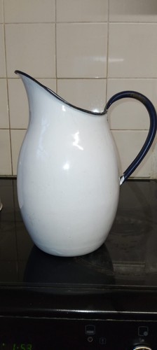 White vintage enamel jug - vintage,