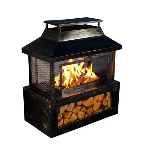 Black steel outdoor - outdoor, log