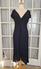 Stunning Ghost tea dress 10 black viscose crepe chiffon vintage 1930s style 