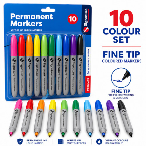 Permanent marker pens black - 10,