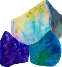Adults Kids Face Mask 3 Layered Filter Pocket Washable Tie Dye Marble Cotton UK