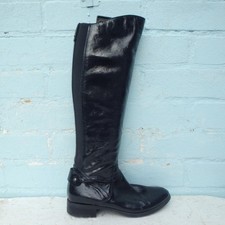 Jones the Bootmaker Leather Boots UK 3 Eur 36 Womens Pull on Black Patent Boots