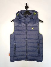 Superdry Jpn Gilet Size Small Men's Blue Hooded Body Warmer Puffer Jacket