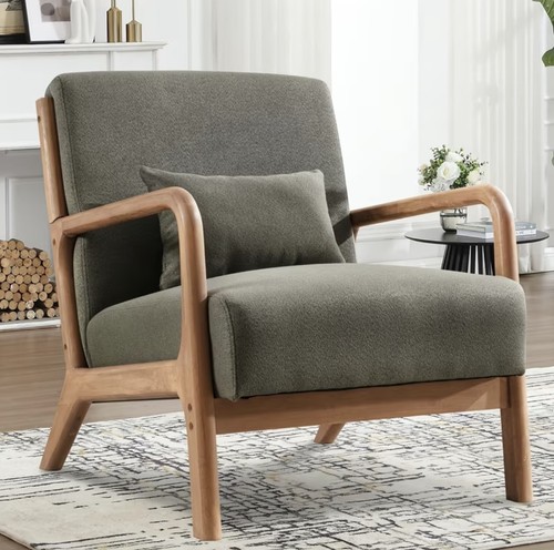 Green curved accent chair - curved,
