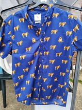 Cedar Wood State Shirt In Blue With English Bulldogs Design Rare size large 