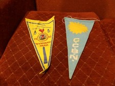 2 VINTAGE CARAVAN OR CAMPING PENNANTS FOR VINTAGE TOURER OR CARAVAN C.C