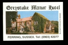 matchbox label pub Greystoke Manor Hotel Ferring Sussex MS1714