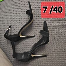 7/40 black suede heels ankle strap sexy dress open toe  sandal worn once