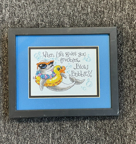 Framed completed cross stitch - completed,
