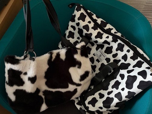 Cow print overnight bag and - print,